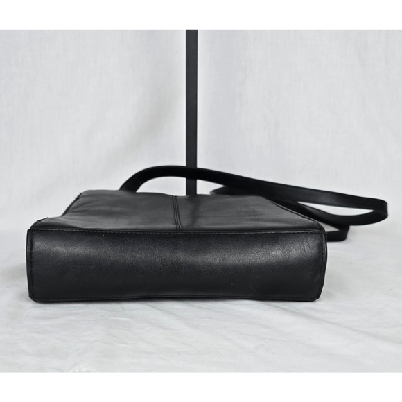 Hillard & Hansen Leather Shoulder Bag Black Card Holder Snap & Zipper Closures - Picture 12 of 16